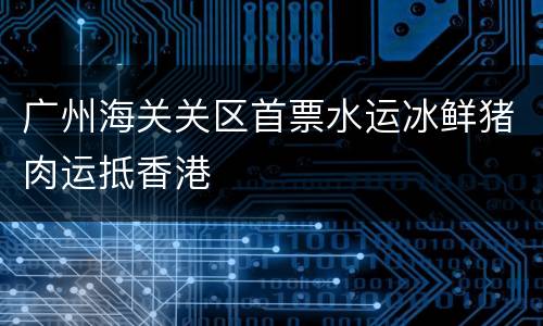 广州海关关区首票水运冰鲜猪肉运抵香港