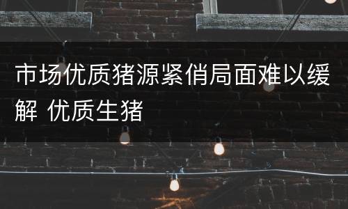 市场优质猪源紧俏局面难以缓解 优质生猪