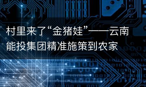 村里来了“金猪娃”——云南能投集团精准施策到农家