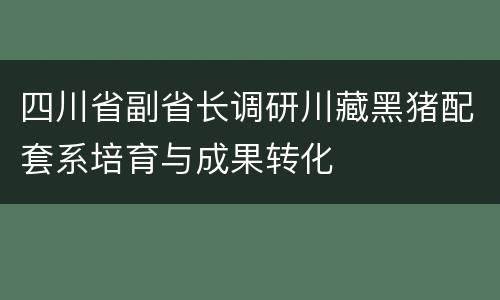 四川省副省长调研川藏黑猪配套系培育与成果转化