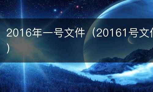 2016年一号文件（20161号文件）