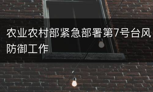 农业农村部紧急部署第7号台风防御工作