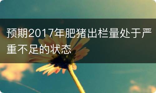 预期2017年肥猪出栏量处于严重不足的状态