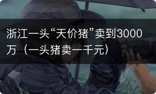 浙江一头“天价猪”卖到3000万（一头猪卖一千元）