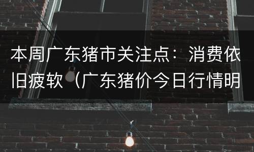本周广东猪市关注点：消费依旧疲软（广东猪价今日行情明天）