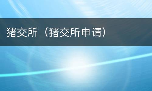 猪交所（猪交所申请）