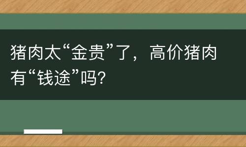 猪肉太“金贵”了，高价猪肉有“钱途”吗？