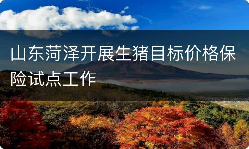 山东菏泽开展生猪目标价格保险试点工作