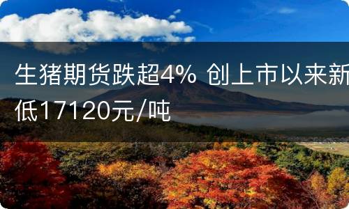 生猪期货跌超4% 创上市以来新低17120元/吨