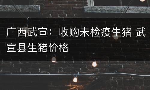 广西武宣：收购未检疫生猪 武宣县生猪价格