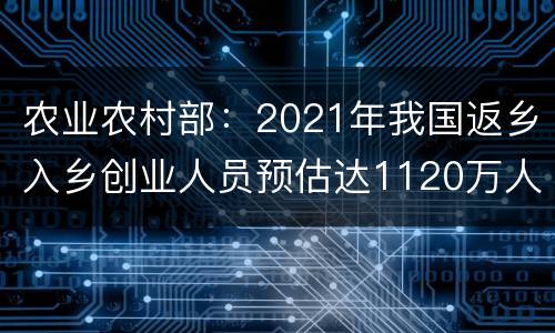 农业农村部：2021年我国返乡入乡创业人员预估达1120万人