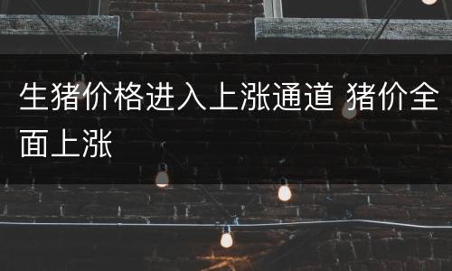 生猪价格进入上涨通道 猪价全面上涨