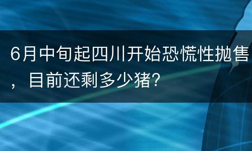 6月中旬起四川开始恐慌性抛售，目前还剩多少猪?