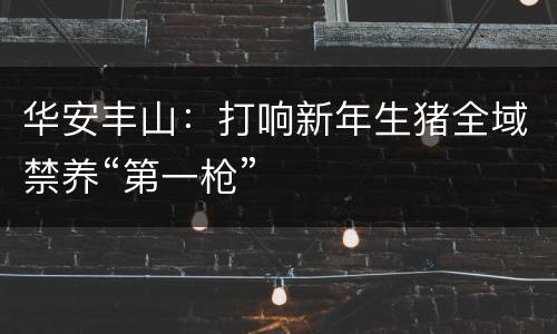 华安丰山：打响新年生猪全域禁养“第一枪”