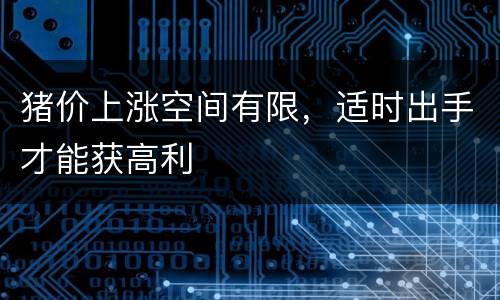 猪价上涨空间有限，适时出手才能获高利