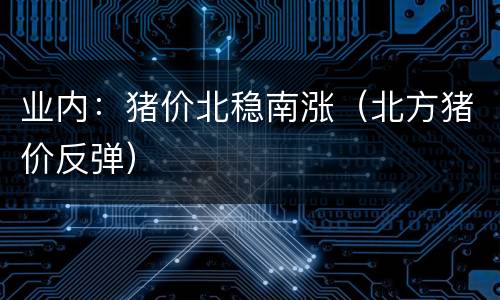 业内：猪价北稳南涨（北方猪价反弹）