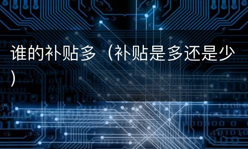 谁的补贴多（补贴是多还是少）