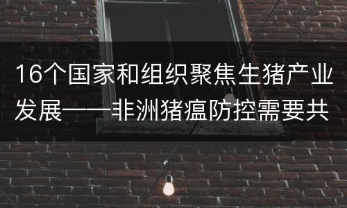 16个国家和组织聚焦生猪产业发展——非洲猪瘟防控需要共防共治