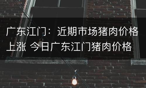 广东江门：近期市场猪肉价格上涨 今日广东江门猪肉价格