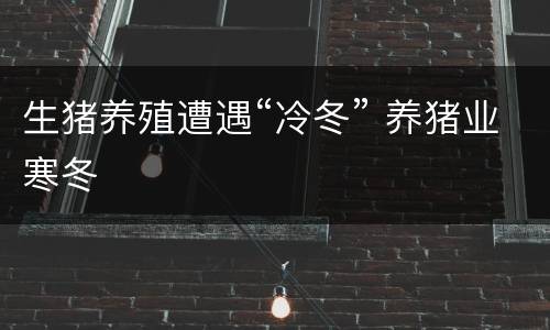 生猪养殖遭遇“冷冬” 养猪业寒冬