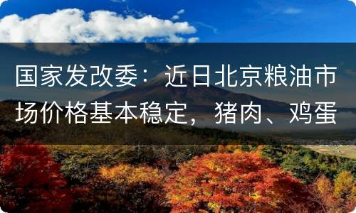 国家发改委：近日北京粮油市场价格基本稳定，猪肉、鸡蛋价格小幅