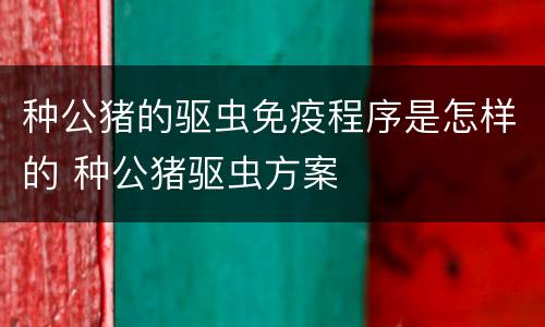 种公猪的驱虫免疫程序是怎样的 种公猪驱虫方案