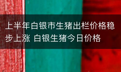 上半年白银市生猪出栏价格稳步上涨 白银生猪今日价格
