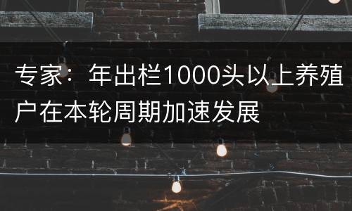 专家：年出栏1000头以上养殖户在本轮周期加速发展