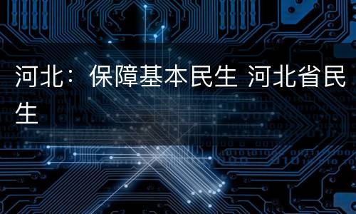 河北：保障基本民生 河北省民生