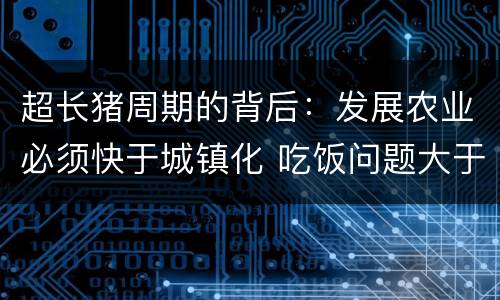 超长猪周期的背后：发展农业必须快于城镇化 吃饭问题大于一切