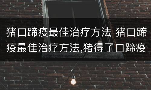 猪口蹄疫最佳治疗方法 猪口蹄疫最佳治疗方法,猪得了口蹄疫怎么治?