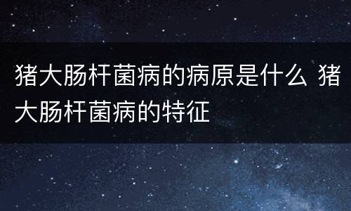 猪大肠杆菌病的病原是什么 猪大肠杆菌病的特征
