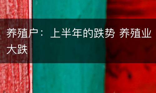 养殖户：上半年的跌势 养殖业大跌