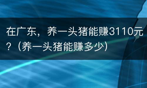 在广东，养一头猪能赚3110元?（养一头猪能赚多少）