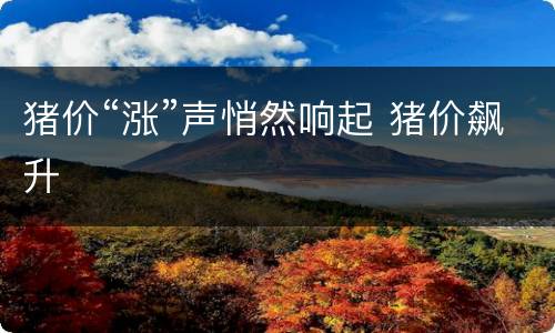 猪价“涨”声悄然响起 猪价飙升