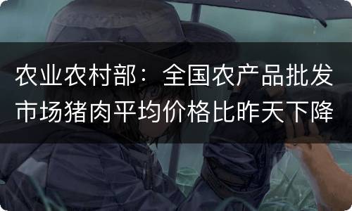 农业农村部：全国农产品批发市场猪肉平均价格比昨天下降0.4%