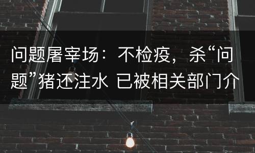 问题屠宰场：不检疫，杀“问题”猪还注水 已被相关部门介入调查