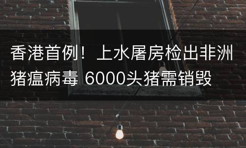 香港首例！上水屠房检出非洲猪瘟病毒 6000头猪需销毁