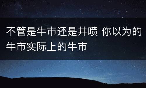不管是牛市还是井喷 你以为的牛市实际上的牛市