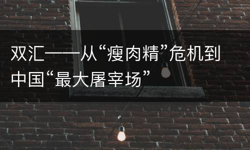 双汇——从“瘦肉精”危机到中国“最大屠宰场”