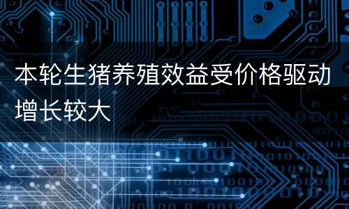 本轮生猪养殖效益受价格驱动增长较大