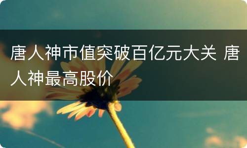 唐人神市值突破百亿元大关 唐人神最高股价