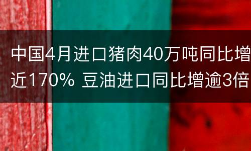 中国4月进口猪肉40万吨同比增近170% 豆油进口同比增逾3倍