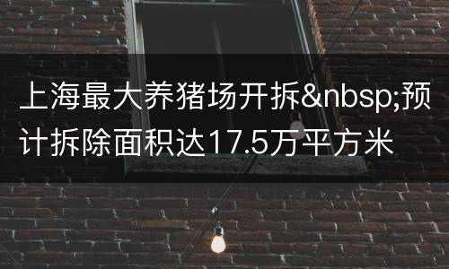 上海最大养猪场开拆&nbsp;预计拆除面积达17.5万平方米