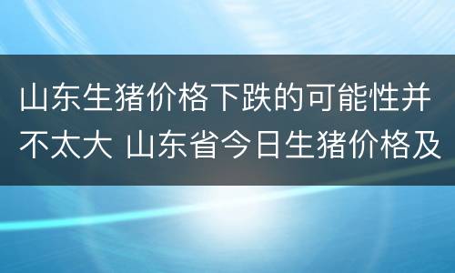 山东生猪价格下跌的可能性并不太大 山东省今日生猪价格及涨跌