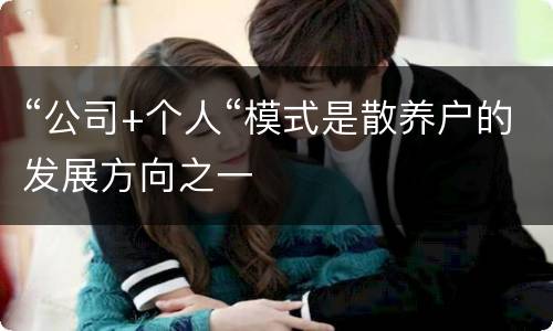 “公司+个人“模式是散养户的发展方向之一