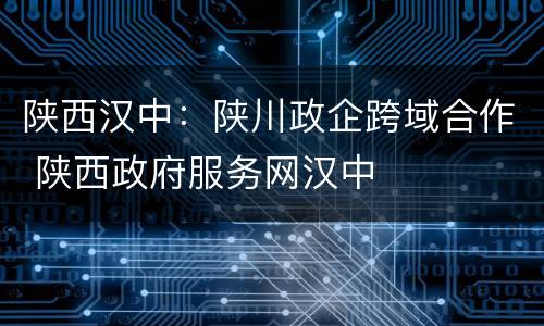 陕西汉中：陕川政企跨域合作 陕西政府服务网汉中