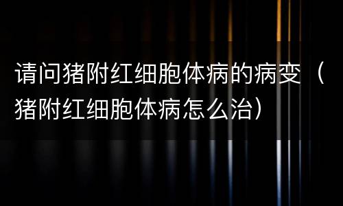 请问猪附红细胞体病的病变（猪附红细胞体病怎么治）
