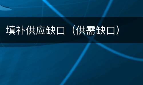 填补供应缺口（供需缺口）