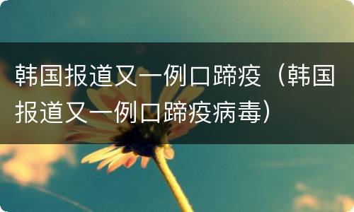 韩国报道又一例口蹄疫（韩国报道又一例口蹄疫病毒）
